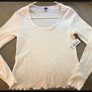 NWT Basic White Tee- Ribbed Long Sleeve